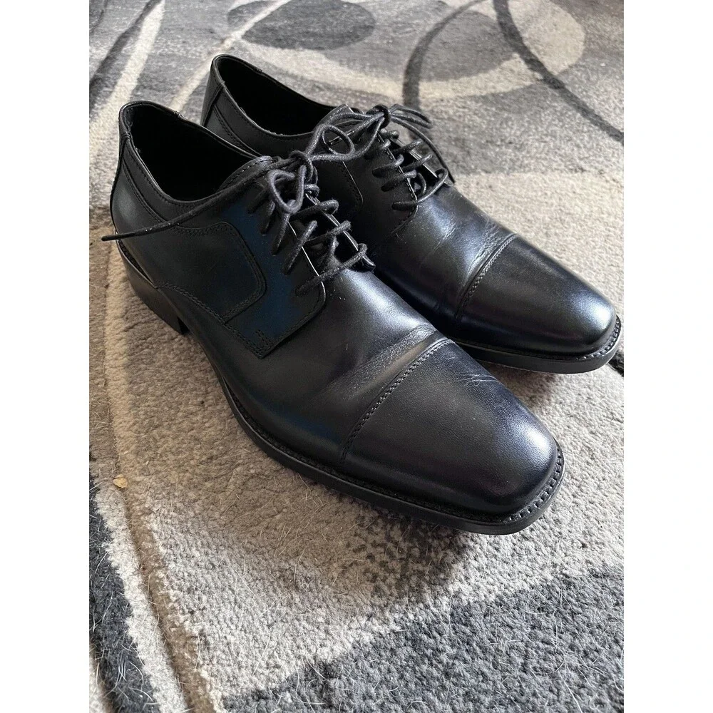 J. Murphy Novick Black Leather Cap Toe Oxford Dress Shoes 8M